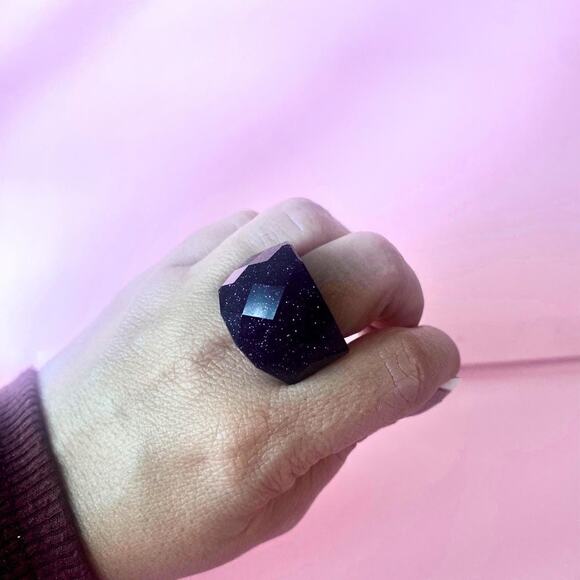 Blue Aventurine and Stainless Steel Ring Band Size 7 - Picture 2 of 4